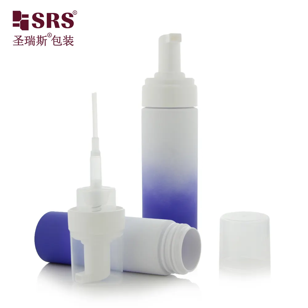 SRS kundenspezifische Farbe 180 ml 6 Unzen PET-Kunststoff-Schaum-Pumpflasche für Gesichtsreiniger flüssige Seife