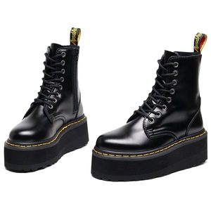 Bottines Martin européennes et américaines à semelle épaisse, 8 trous, avec fermetures éclair latérales, style anglais, pour femmes, à enfiler. - Product Image 2