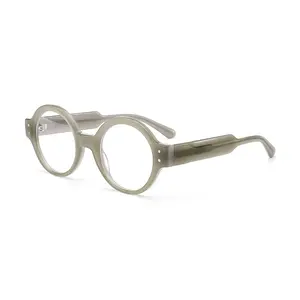 Fashion Retro Classic Round Men Women Acetate Blue Light Glasses Eyeglasses Frame Green Clear Computer Glasses