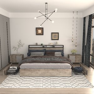 Base letto matrimoniale con stazione di ricarica e luci LED, letto in metallo con testiera contenitore, solido e stabile, disponibile ODM/OEM - Product Image 1