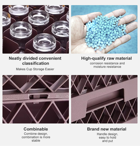 Giá để ly rượu bằng nhựa lưới xếp chồng được 9/16/20/25/36/49 ngăn, khung đựng ly bằng nhựa PP lắp ráp, giỏ đựng ly cho nhà hàng, quán bar, khách sạn, v.v. - Product Image 4