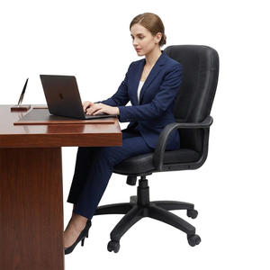 Chaise de bureau exécutive KINSHA DK-02 - Design moderne, hauteur réglable, structure en métal chromé, cuir synthétique, coussin en mousse PP - Product Image 1