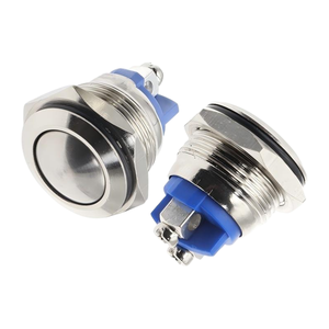 YUHE YH-JSR16 16MM Stainless Steel Flat Head Button Industrial Control Silver Color IP65 Rated 220V - Product Image 1