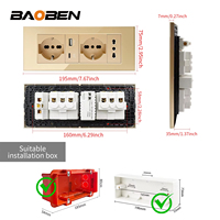 Stopkontak Dinding Pintar BAOBEN EU - Pengisian Cepat Tipe C, Panel Sakelar Modular Warna Emas Untuk Rumah/Kantor