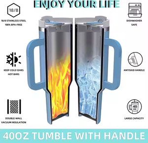 Taza de Viaje de Acero Inoxidable de Doble Pared con Asa, 40 oz, Personalizable con Logotipo, para Café, Almacén en EE. UU. - Product Image 4