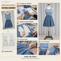 Robe mini plissée bleu clair pour femme, col rond, sans manches, jupe en jean évasée, bicolore, décontractée, personnalisable OEM