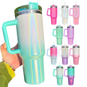 Botella de Agua de Gran Capacidad con Logotipo Personalizado, Regalos de la Mejor Calidad, Vaso de 40 oz con Brillo Degradado para Sublimación e Impresión en Caliente - Product Image 1