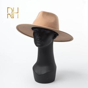 Sombreros Fedora para Mujer, Color Camel, Estilo <span class=keywords><strong>Vaquero</strong></span>, Sombreros <span class=keywords><strong>de</strong></span> Invierno con Fieltro 100% Lana - Product Image 4
