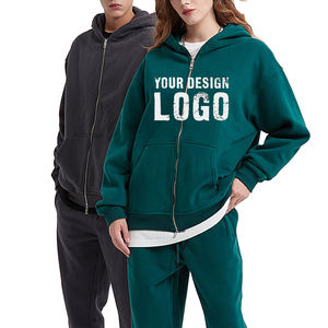 Sweat-shirt à capuche pour homme, décontracté, double fermeture éclair, surdimensionné, automne-hiver, vente en gros, OEM, polaire, cardigan à capuche pour homme - Product Image 6