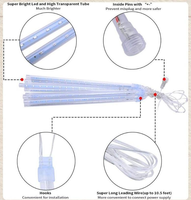 Guirlandes lumineuses solaires étanches IP65 effet pluie de météores, 8 tubes, décorations suspendues pour Noël, mariage, fête, extérieur, vacances