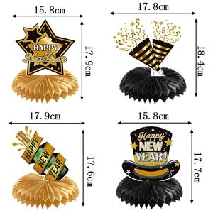 Ychon <span class=keywords><strong>bonne</strong></span> année décorations centres <span class=keywords><strong>de</strong></span> <span class=keywords><strong>table</strong></span> en nid d'abeille 2025 nouvel an fête pom boule papier décor - Product Image 5