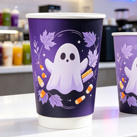 Gobelet isotherme double paroi pour boissons chaudes, personnalisé, motif croissant de lune, en carton ondulé, qualité supérieure, à emporter pour Halloween