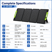 Panneau solaire pliable Arcane Surge LS-SP100F 100W IP67, efficacité 16,2%, noir, chargeur solaire portable