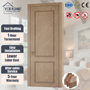 Puertas Interiores de Madera Sólida Precolgadas para Dormitorios de Villas de Alta Gama, Cumplen con las Normas Europeas CE y FSC, Puertas Interiores de Roble Macizo - Product Image 1