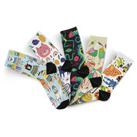Chaussettes fantaisie décontractées pour hommes, motif animaux de dessin animé colorés, idéales pour l'été, vente en gros, cadeau