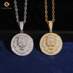 Nuevo Colgante de Cabeza de León Redonda con Diamantes de Moissanita VVS, Estilo Hip Hop, Plata 925, Joyería para Hombre - Product Image 2