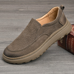 Mocassins pour hommes en cuir véritable, bout rond, à enfiler, confort printanier, semelle intermédiaire en EVA, semelle extérieure en caoutchouc - Product Image 1