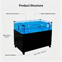 Bac de présentation mobile d'occasion pour fruits de mer de supermarché, pour crevettes et homards, avec filtration à température constante, aquarium pour poissons vivants