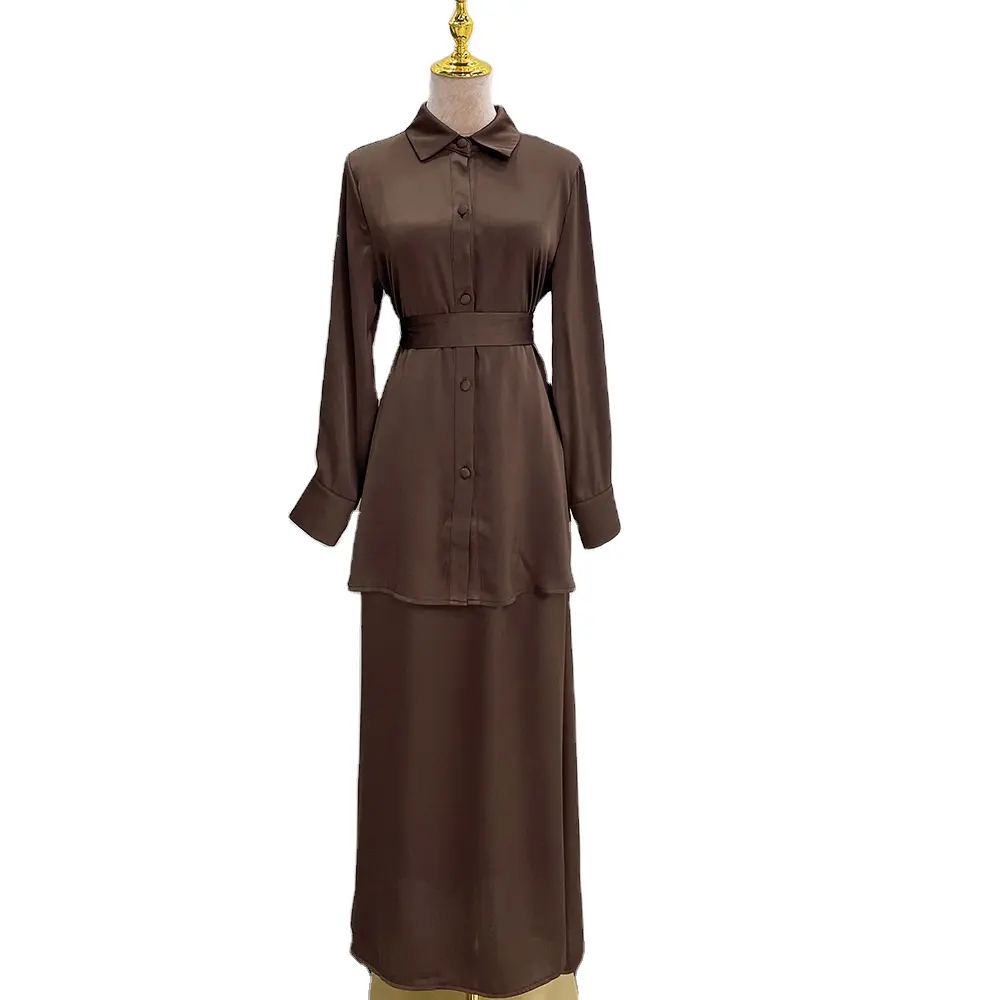 Penjualan terlaris Turki Wanita pakaian Islami ukuran besar pakaian Muslim kasual wanita pakaian 2 buah Set Abaya