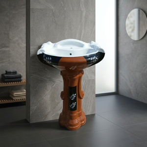 Lavabo sur pied carré en céramique pour salle de bain, centre commercial, villa, hôtel et projets commerciaux - Product Image 4