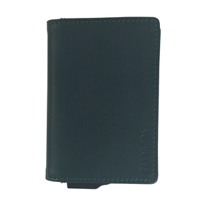 Tarjetero Unisex de Cuero PU con Protección RFID, 6 Pulgadas, Corto, Verde Oscuro con Interior Color Oliva, Diseño Minimalista - Product Image 3