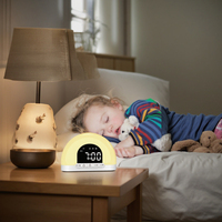 Jam Alarm LED Smart Sunrise Wake Light Sleep Aid Sounds dengan Kalender, Desain Eropa, Elektrik, Fitur Snooze 9 Menit untuk Kantor dan Rumah