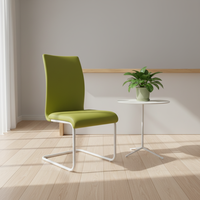 Chaise de salle à manger en PU avec pieds en forme d'arc et cadre chromé, design moderne 2026