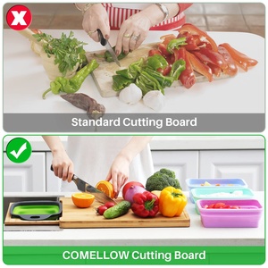 Planche à découper extensible en bambou à suspendre au-dessus de l'évier, plateau de service de cuisine, grande station de préparation des repas avec contenants - Product Image 4