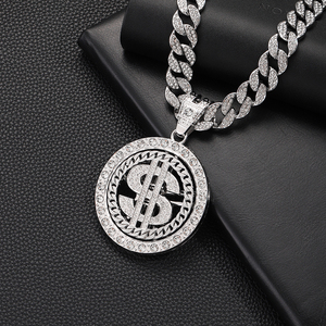 Collier avec pendentif dollar rotatif pour <span class=keywords><strong>rappeur</strong></span> hip-hop en gros pour hommes - Product Image 1