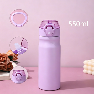 Botella de Agua Portátil Ecológica de Acero Inoxidable con Aislamiento al Vacío de 550 ml, Tapa para Viajes, Diseño Moderno, Color Degradado - Product Image 5