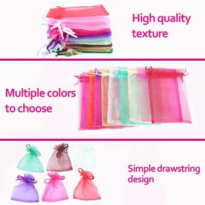 50 à 100 sacs cadeaux en organza transparent avec cordon de serrage, pochettes à bijoux, sacs cadeaux pour mariage, fête, Noël, petits sacs cadeaux en maille - Product Image 5