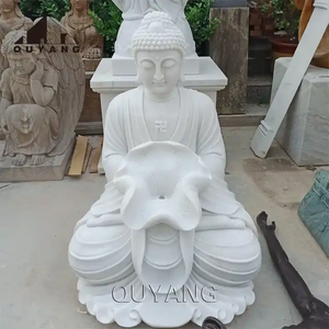 Statue de <span class=keywords><strong>Bouddha</strong></span> assis en marbre blanc de grande taille pour l'extérieur, base en lotus, sculpture de <span class=keywords><strong>Bouddha</strong></span> en pierre pour la décoration de jardin et de temple - Product Image 4