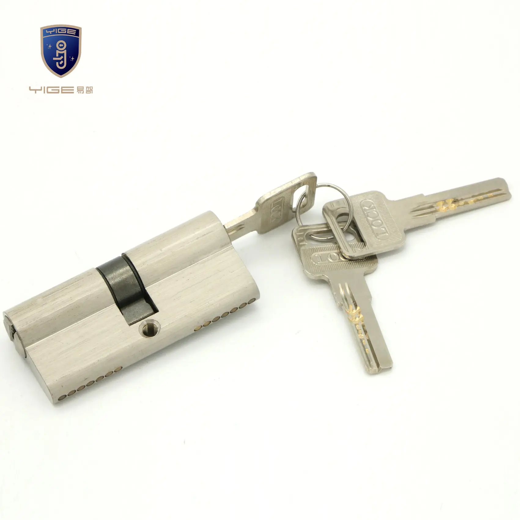 Оптовая продажа, цилиндр дверного замка из никеля 70 мм, алюминиевый дверной врезной цилиндр с латунными ключами