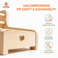 Mangeoire à foin durable en bois massif pour lapins avec abreuvoir intégré, grande capacité, pour lapins, cochons d'Inde et hamsters