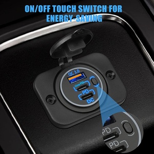 Chargeur de voiture à double port <span class=keywords><strong>USB</strong></span> PD + QC3.0 avec interrupteur, <span class=keywords><strong>adaptateur</strong></span> de charge rapide - Product Image 2