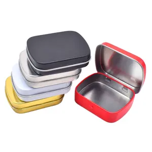 Colorful In Stock 60*50*15mm Rectangular Brow Soap Candy Packaging Metal Hinged Mini Small Mint Candy Tin Box/Can