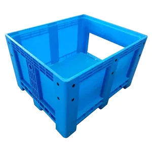 Heavy duty 606l grande magazzino di archiviazione di massa industria solido rigido food grade hdpe impilabile in plastica pallet box con il lato della porta