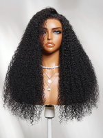 Perruque sans colle en cheveux humains 100% Remy vierges brésiliens, bouclés afro crépus, couleur naturelle, avec dentelle HD complète 13x4, vente en gros à prix abordable
