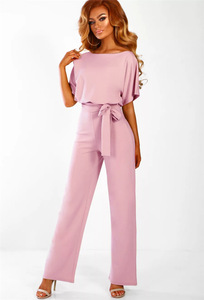Nuova Tuta Elegante da Donna Primavera Estate, Casual Gialla, Tinta Unita con Lacci e Bottoni, Manica Corta - Product Image 3