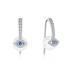 Bijoux fins de luxe, anti-allergiques, argent 925, boucles d'oreilles œil de démon, boucles d'oreilles créoles en diamant blanc et perle pour femmes, port quotidien - Product Image 6