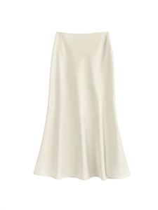Jupes longues en satin d'acétate IStapromo pour femmes, couleur unie, taille haute, coupe sirène, style A-line, pour le printemps et l'été - Product Image 5