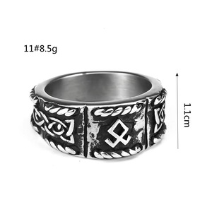 Men's <b>Titanium</b> Steel <b>Ring</b> Viking Lettering Geometric Design Hip Hop Style Everyday Wear - Product Image 5