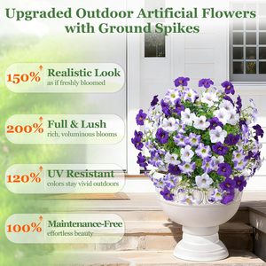 Venta al por Mayor de Árboles de Topiario de Boj Artificial de 23 Pulgadas con Flores de Petunia, Plantas Artificiales para Exteriores con Base para Tierra, Resistentes a los Rayos UV - Product Image 5