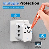 Adaptateur de prise de voyage universel USB A international Chargeur de voyage pour plusieurs appareils avec connexion à la terre