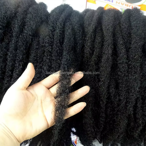 Extensiones de Cabello <span class=keywords><strong>Afro</strong></span> Kinky Crochet 3X Cuban Twist de 16 Pulgadas y 180G, Resistentes al Fuego, Estilo Cola de Caballo Natural, Precio Económico - Product Image 4