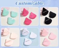Bouffée de poudre double face chaude personnalisée Multicolore Sec Humide Double usage Flocage Éponge de maquillage Forme triangulaire Personnalisé Chaud