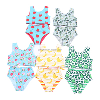 Trajes de Baño Reversibles para Niñas Yiying, Estampado Personalizado, Doble Cara, Dos Piezas, Conjunto de Bikini para Niñas