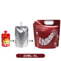 Pochette à bec personnalisée 2L 3L 5L Emballage debout avec poignée pour bière de qualité alimentaire jus huile boisson eau liquide sacs à bec