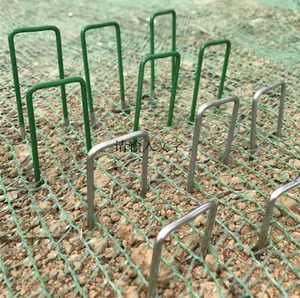 Yüksek kaliteli çim çim U pimleri zemin sivri metal galvanizli U şekilli tırnak pin/dayanıklı bahçe pimleri güvence metal U mandal