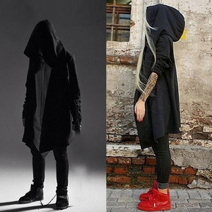 Manteau à capuche Long pour hommes, manteau d'hiver décontracté, série sombre, grand sweat à capuche pour couples - Product Image 2